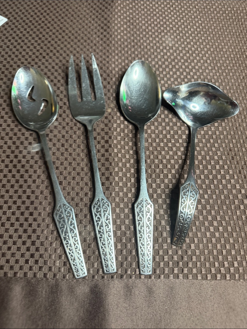 Vintage-Stanley Roberts Ornate Stainless Steel Serving Set